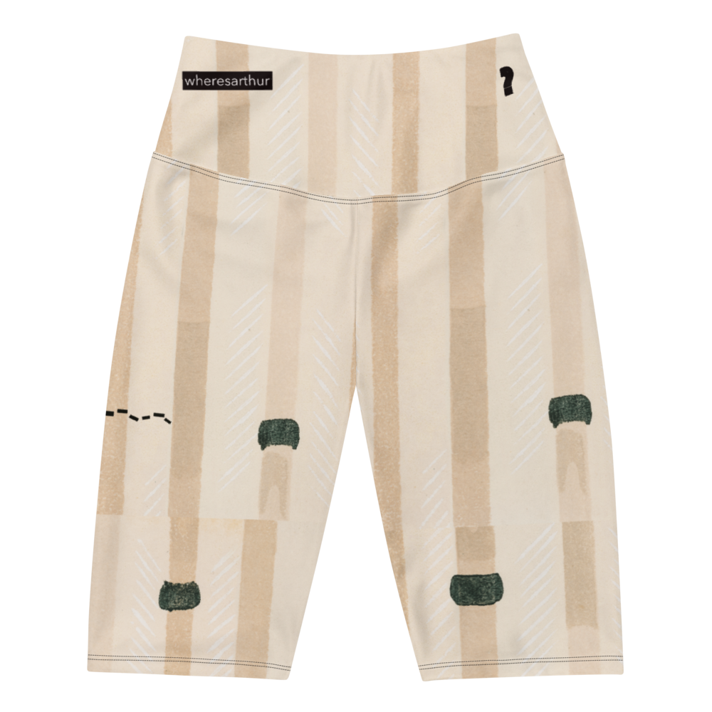 Cream and sand striped bike shorts.