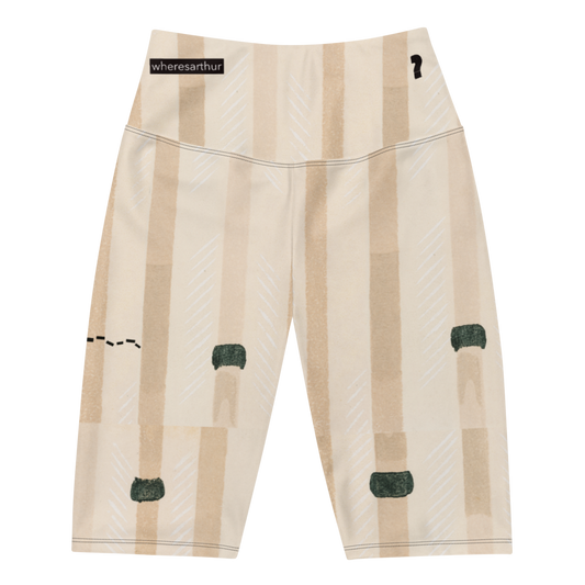 Cream and sand striped bike shorts.