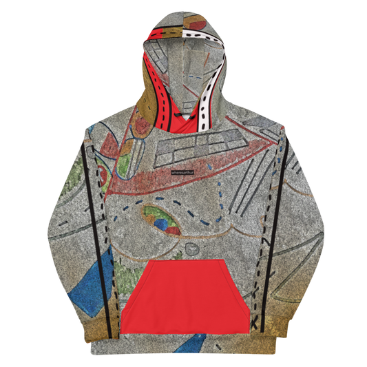 Red and Grey Multi Color hooded sweatshirt.