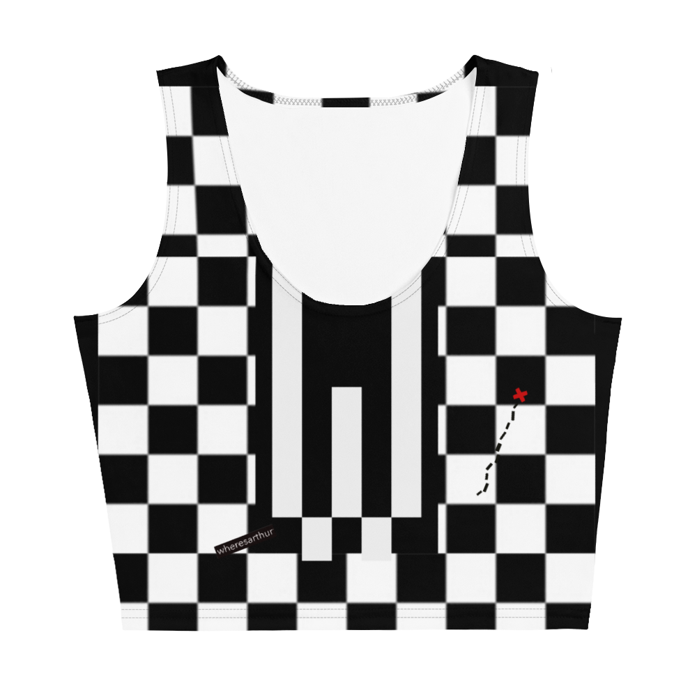 Black and white checkered women's crop with "W" in the middle.