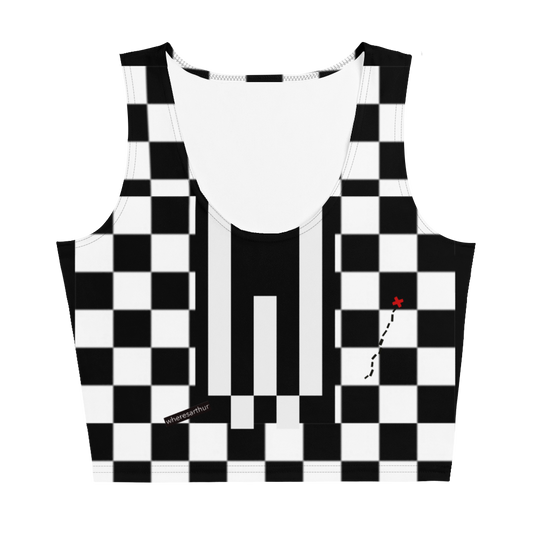 Black and white checkered women's crop with "W" in the middle.