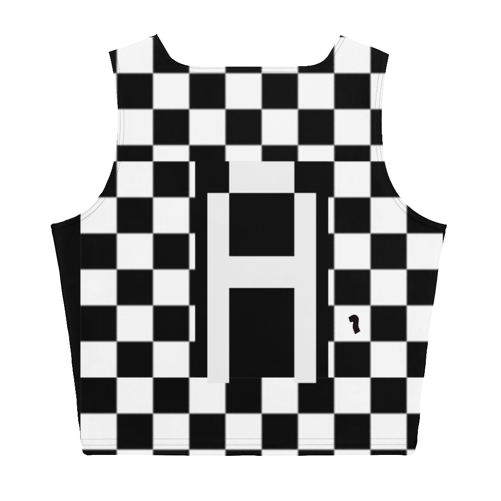 Black and white checkered women's crop with an "A" in the middle.