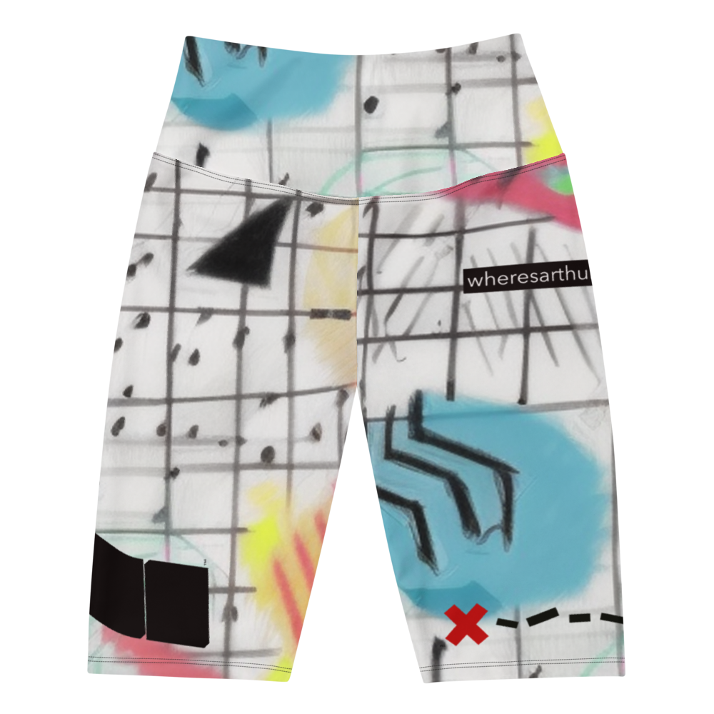 Retro-styled black, white, and various colored women's bike shorts.