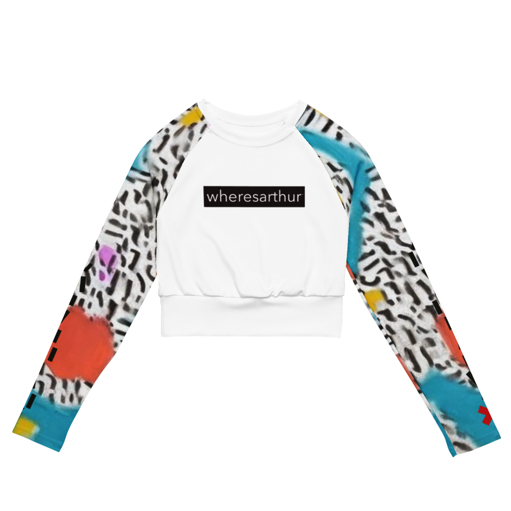 Zebra and multicolored, multi-designed wheresarthur longsleeve crop top