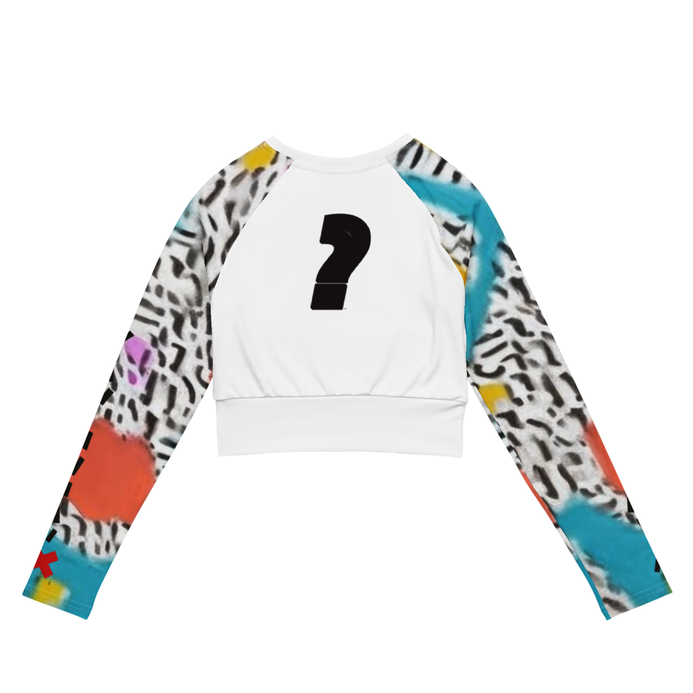 Zebra and multicolored, multi-designed sleeves and "wheresathur" question mark logo.